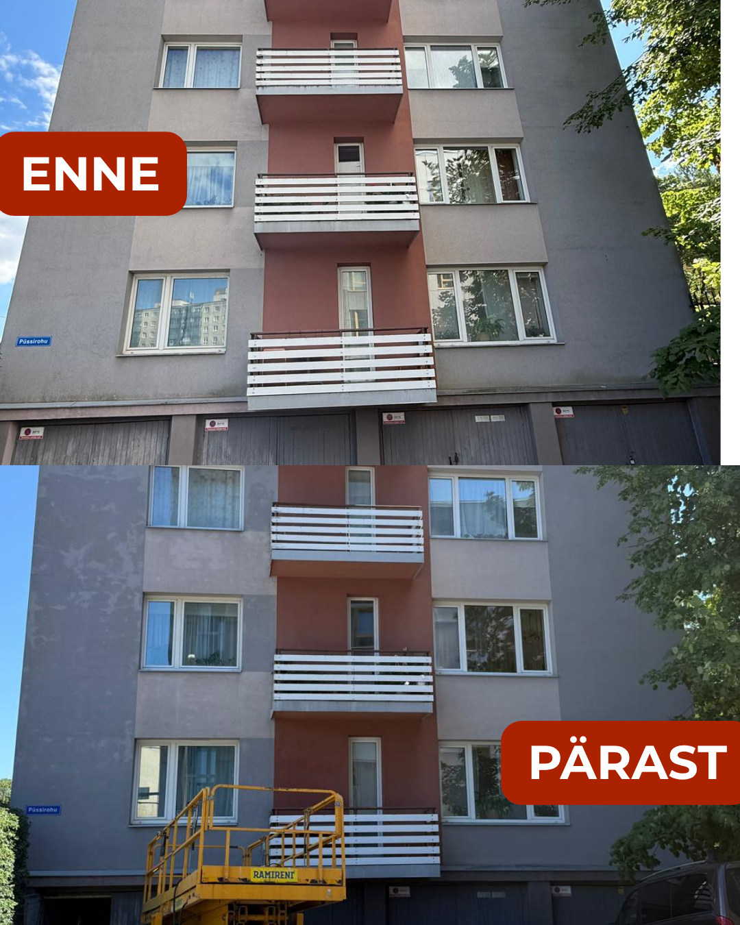 Fassaadipesu Harjumaal enne ja pärast pilt