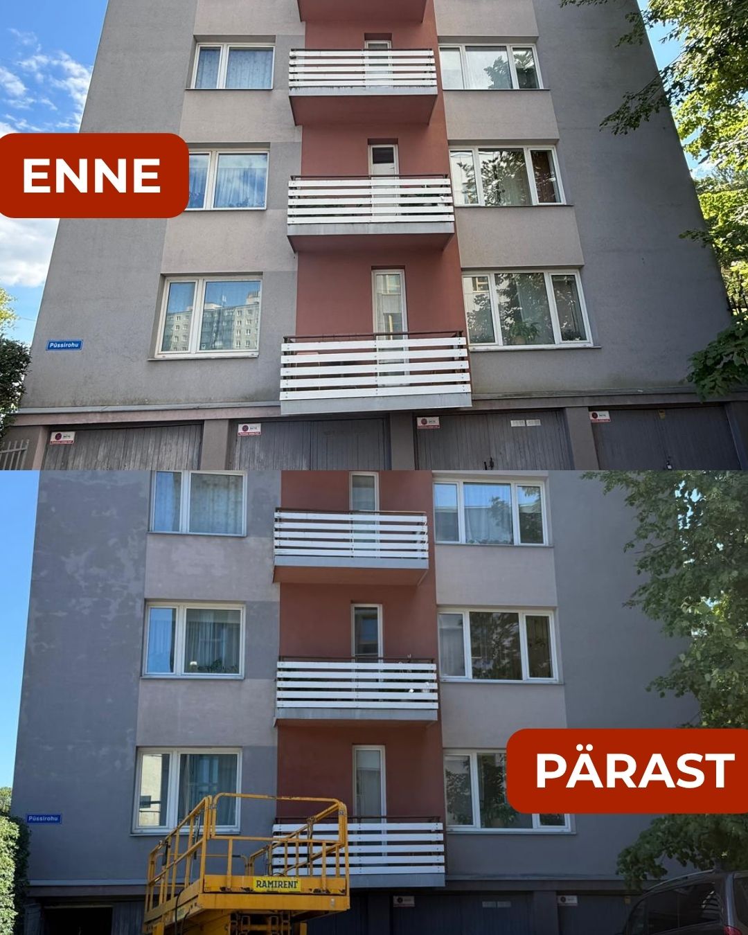 fassaadeipesu korteriühistutele harjumaal enne ja pärast pilt